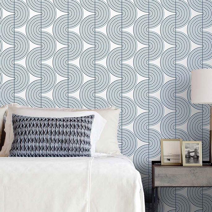 NextWall Peel &amp; Stick Zen Geo Prussian Blue Wallpaper image 3 of 4
