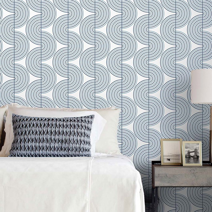 NextWall Peel &amp; Stick Zen Geo Prussian Blue Wallpaper image 3 of 4