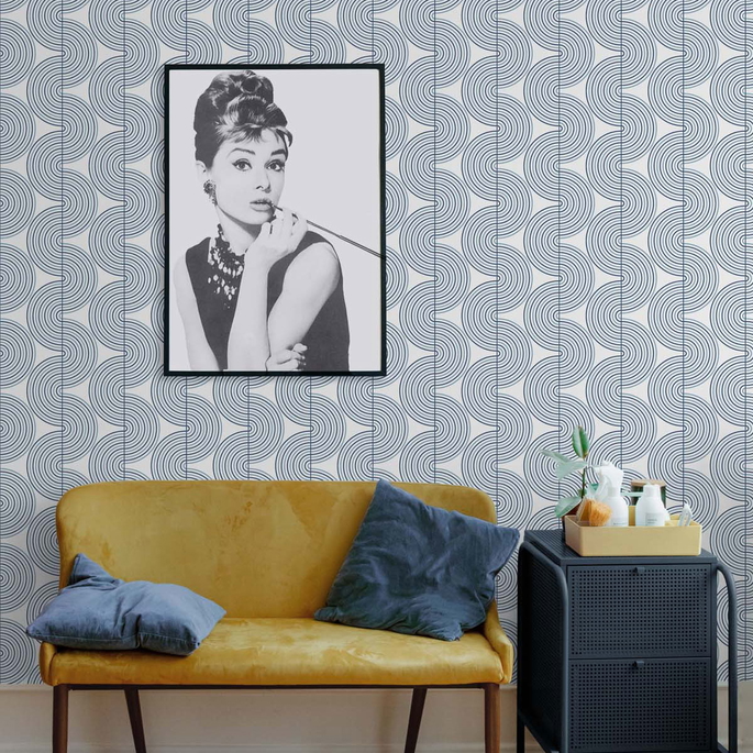 NextWall Peel &amp; Stick Zen Geo Prussian Blue Wallpaper image 4 of 4