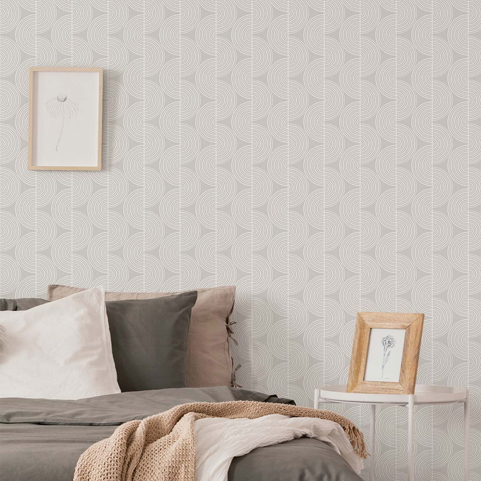 NextWall Peel &amp; Stick Zen Geo Alloy Grey Wallpaper image 3 of 4