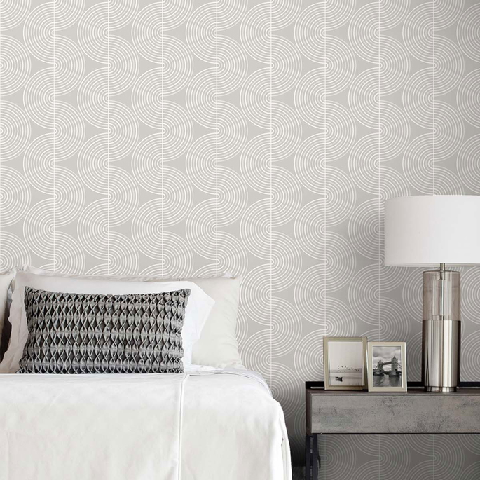 NextWall Peel &amp; Stick Zen Geo Alloy Grey Wallpaper image 4 of 4
