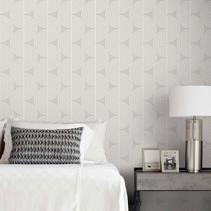 NextWall Peel &amp; Stick Zen Geo Alloy Grey Wallpaper image 4 of 4
