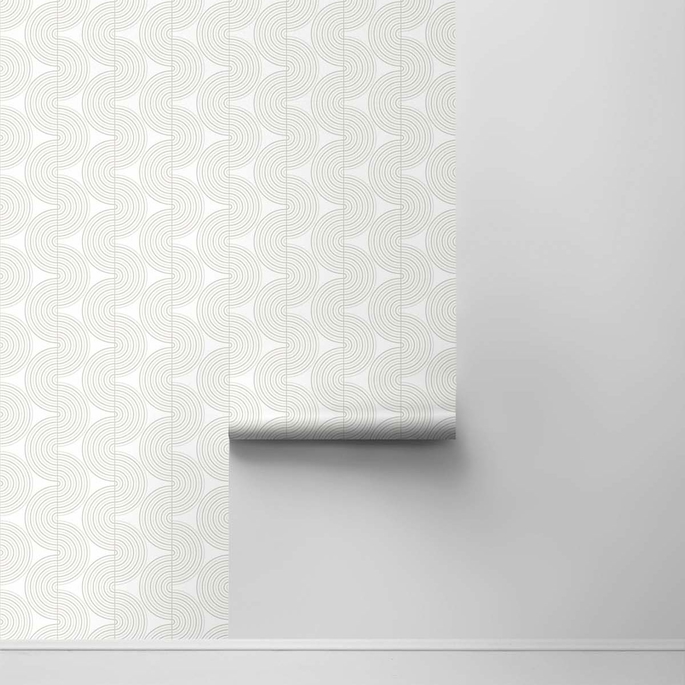 NextWall Peel &amp; Stick Zen Geo Lunar Rock &amp; Metallic Pearl Wallpaper image 2 of 4