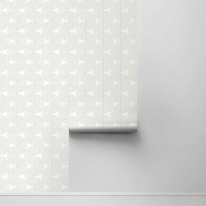 NextWall Peel &amp; Stick Zen Geo Lunar Rock &amp; Metallic Pearl Wallpaper image 2 of 4