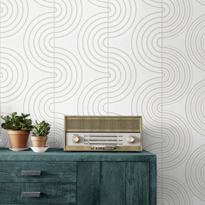 NextWall Peel &amp; Stick Zen Geo Lunar Rock &amp; Metallic Pearl Wallpaper image 3 of 4