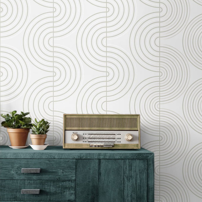 NextWall Peel &amp; Stick Zen Geo Lunar Rock &amp; Metallic Pearl Wallpaper image 3 of 4