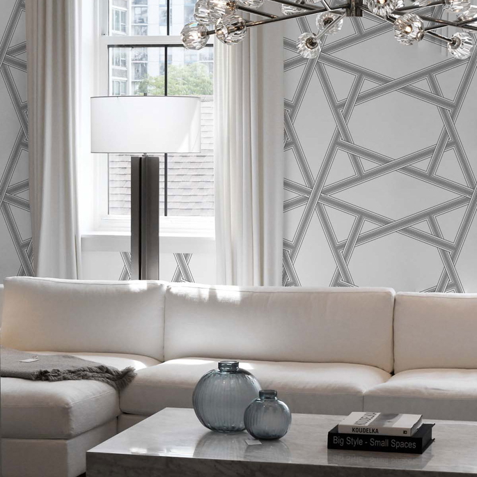 NextWall Peel &amp; Stick Crossroads Geo Onyx Wallpaper image 3 of 4