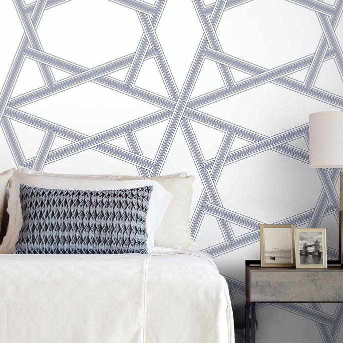 NextWall Peel &amp; Stick Crossroads Geo Navy Blue Wallpaper image 3 of 3