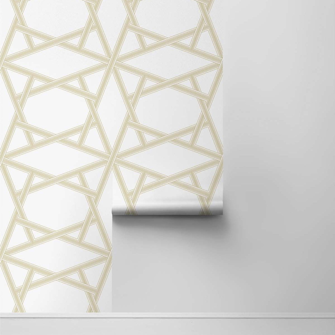 NextWall Peel &amp; Stick Crossroads Geo Metallic Gold Wallpaper image 2 of 4