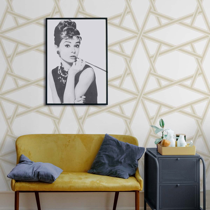 NextWall Peel &amp; Stick Crossroads Geo Metallic Gold Wallpaper image 3 of 4