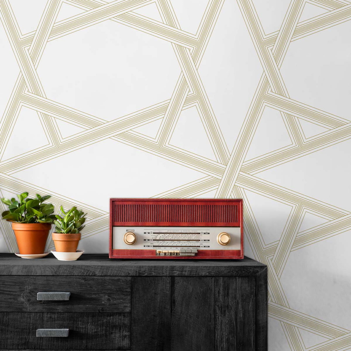 NextWall Peel &amp; Stick Crossroads Geo Metallic Gold Wallpaper image 4 of 4