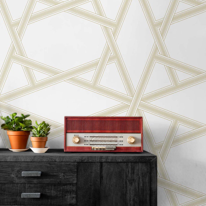 NextWall Peel &amp; Stick Crossroads Geo Metallic Gold Wallpaper image 4 of 4