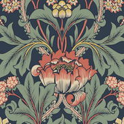 NextWall Peel & Stick Primrose Floral Denim Blue & Auburn Wallpaper