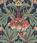 NextWall Peel & Stick Primrose Floral Denim Blue & Auburn Wallpaper
