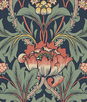 NextWall Peel & Stick Primrose Floral Denim Blue & Auburn Wallpaper