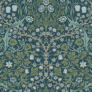 NextWall Peel & Stick Victorian Garden Prussian Blue & Moss Green Wallpaper