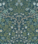 NextWall Peel & Stick Victorian Garden Prussian Blue & Moss Green Wallpaper