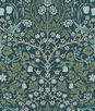 NextWall Peel & Stick Victorian Garden Prussian Blue & Moss Green Wallpaper