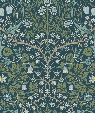 NextWall Peel & Stick Victorian Garden Prussian Blue & Moss Green Wallpaper