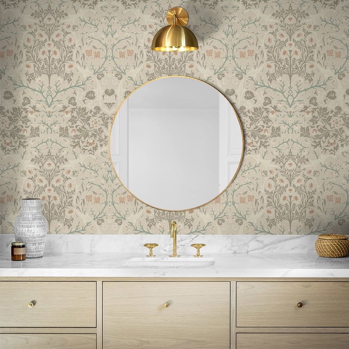 NextWall Peel &amp; Stick Victorian Garden Lunar Rock &amp; Clay Wallpaper image 3 of 4