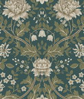 NextWall Peel & Stick Honeysuckle Trail Teal & Moss Green Wallpaper