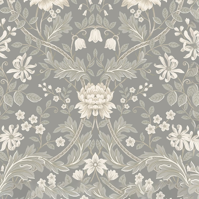 NextWall Peel &amp; Stick Honeysuckle Trail Daydream Grey Wallpaper image 1 of 5