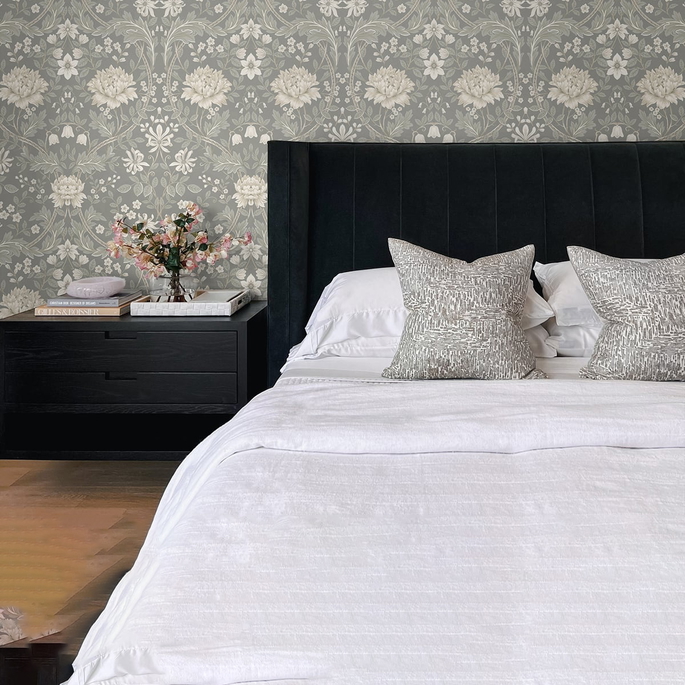 NextWall Peel &amp; Stick Honeysuckle Trail Daydream Grey Wallpaper image 3 of 5