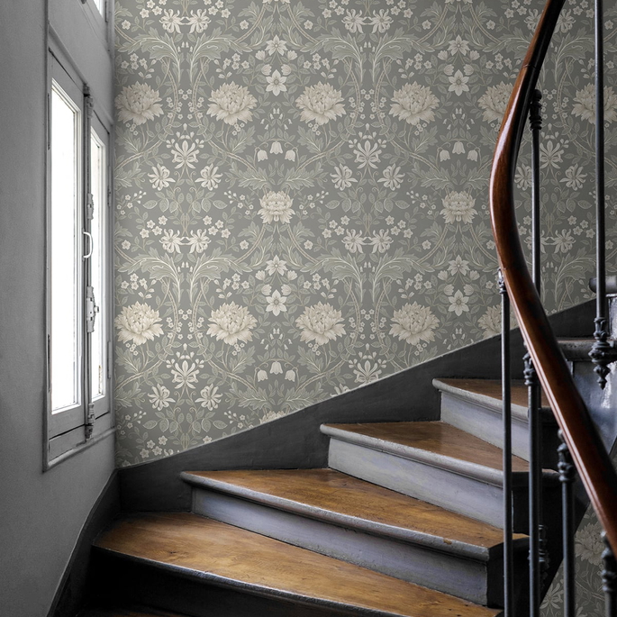 NextWall Peel &amp; Stick Honeysuckle Trail Daydream Grey Wallpaper image 4 of 5