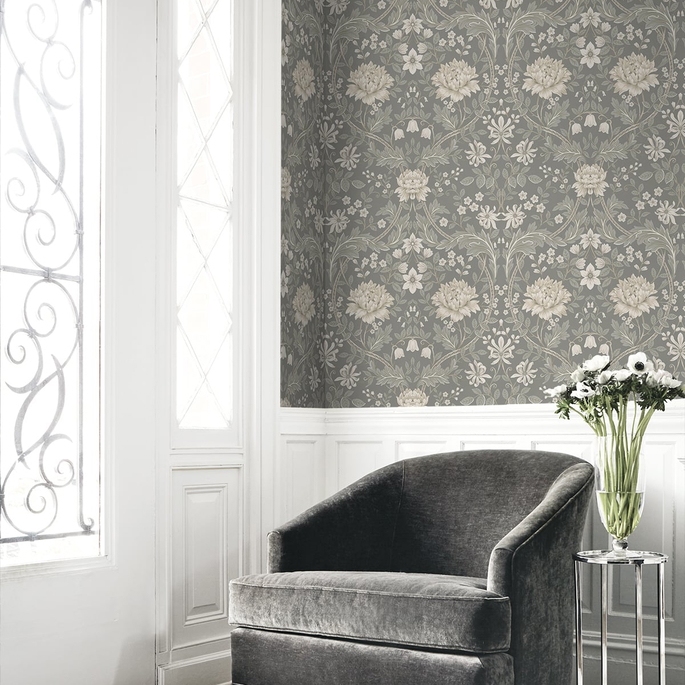 NextWall Peel &amp; Stick Honeysuckle Trail Daydream Grey Wallpaper image 5 of 5