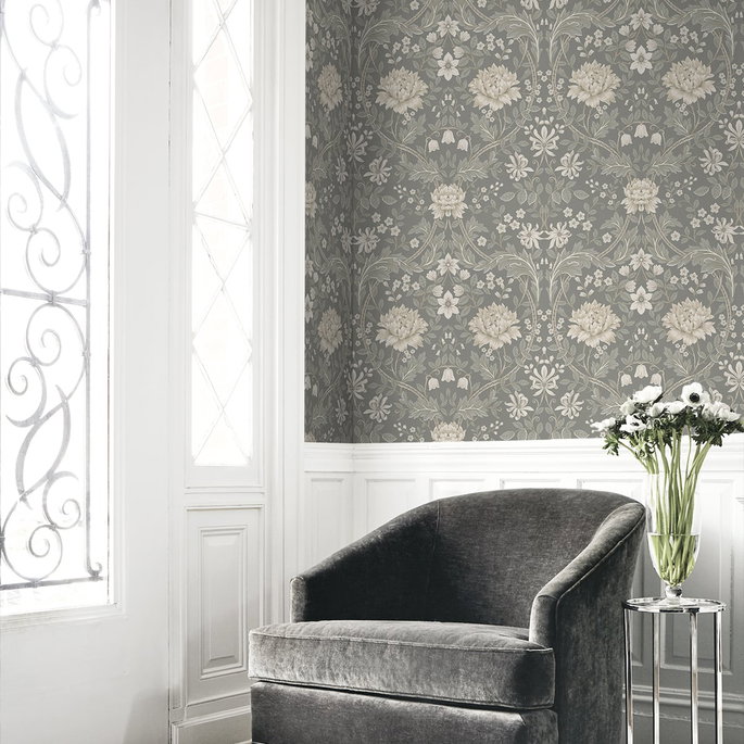NextWall Peel &amp; Stick Honeysuckle Trail Daydream Grey Wallpaper image 5 of 5