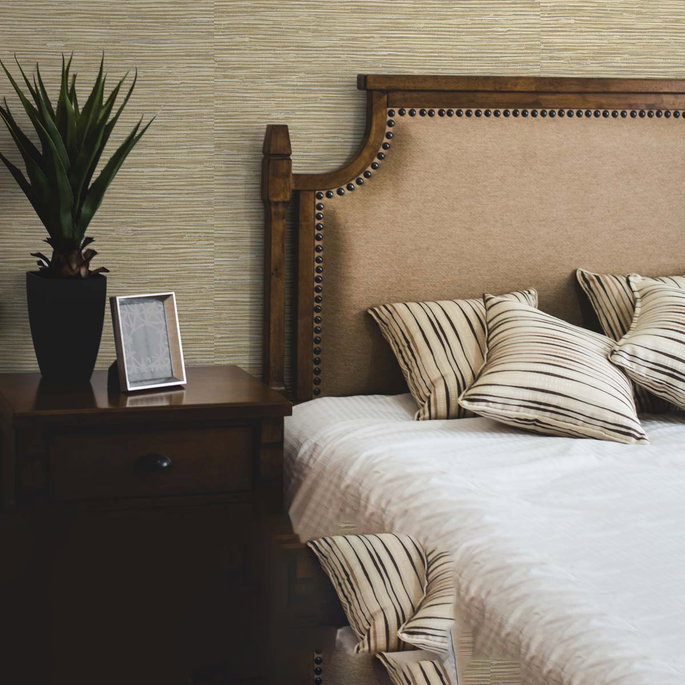 NextWall Peel &amp; Stick Cyrus Faux Grasscloth Khaki &amp; Metallic Silver Wallpaper image 3 of 5