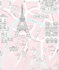 NextWall Peel & Stick Paris Scene Pale Pink Wallpaper