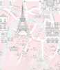 NextWall Peel & Stick Paris Scene Pale Pink Wallpaper