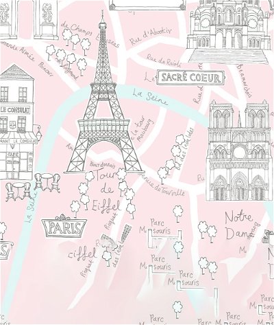 NextWall Peel & Stick Paris Scene Pale Pink Wallpaper