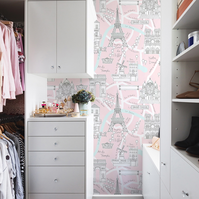 NextWall Peel &amp; Stick Paris Scene Pale Pink Wallpaper image 5 of 5