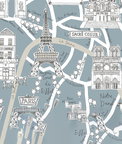 NextWall Peel & Stick Paris Scene Smokey Blue Wallpaper