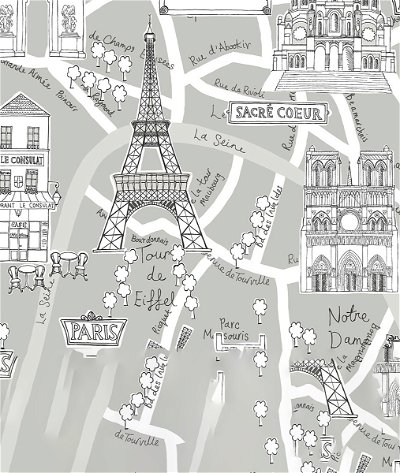 NextWall Peel & Stick Paris Scene Argos Grey Wallpaper