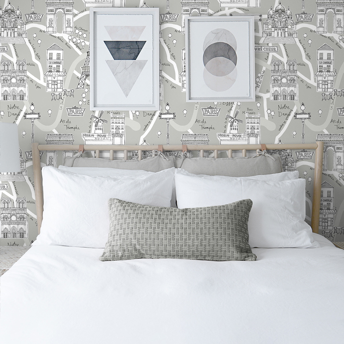 NextWall Peel &amp; Stick Paris Scene Argos Grey Wallpaper image 2 of 5