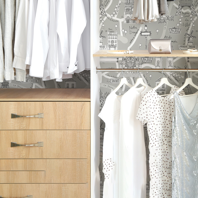 NextWall Peel &amp; Stick Paris Scene Argos Grey Wallpaper image 3 of 5