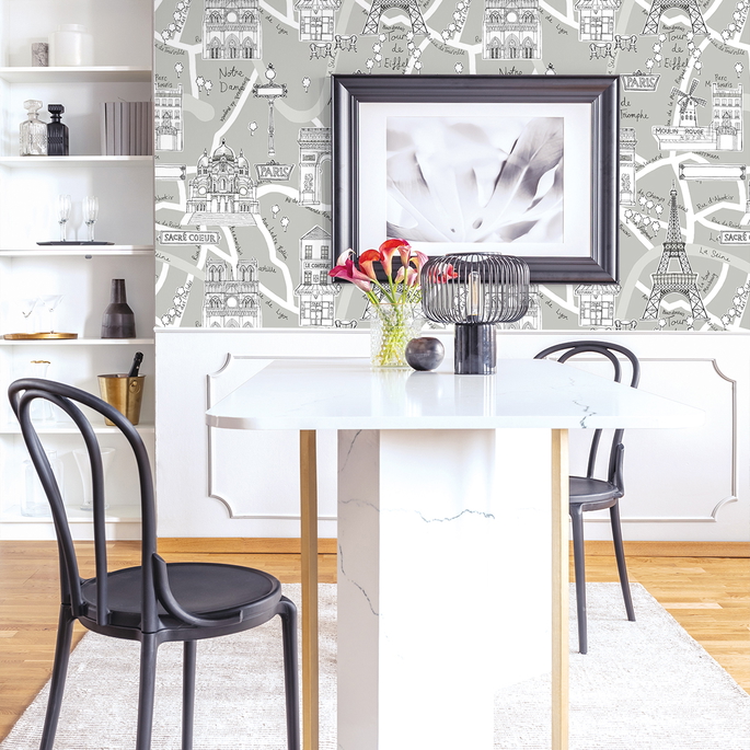 NextWall Peel &amp; Stick Paris Scene Argos Grey Wallpaper image 4 of 5