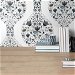 NextWall Peel &amp; Stick Floral Ogee Steel &amp; Rustic Taupe Wallpaper thumbnail image 4 of 5