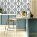 NextWall Peel &amp; Stick Floral Ogee Steel &amp; Rustic Taupe Wallpaper thumbnail image 5 of 5