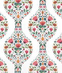 NextWall Peel & Stick Floral Ogee Rose Pink & Spruce Wallpaper