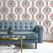 NextWall Peel &amp; Stick Floral Ogee Rose Pink &amp; Spruce Wallpaper thumbnail image 2 of 5