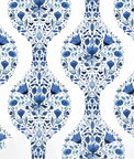 NextWall Peel & Stick Floral Ogee Bluestone Wallpaper