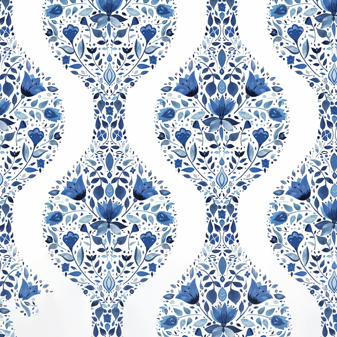 NextWall Peel &amp; Stick Floral Ogee Bluestone Wallpaper image 1 of 5