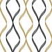 NextWall Peel & Stick Ogee Ribbon Metallic Gold & Ebony Wallpaper