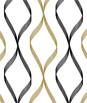 NextWall Peel & Stick Ogee Ribbon Metallic Gold & Ebony Wallpaper