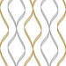 NextWall Peel & Stick Ogee Ribbon Silver & Gold Wallpaper