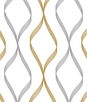 NextWall Peel & Stick Ogee Ribbon Silver & Gold Wallpaper